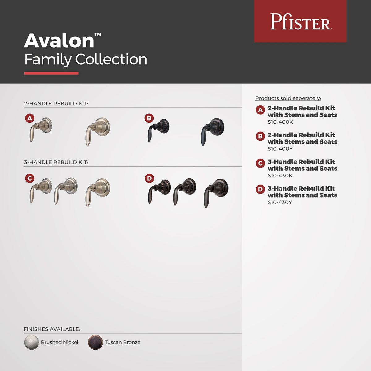 Pfister Faucets S10430K Avalon 3-Handle Tub & Shower Faucet with Metal Lever Handles in Brushed Nickel