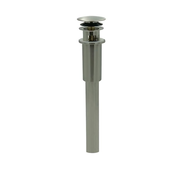 Dome Style Round Lavatory Drain - with Overflow & EZ-CLICK™ Soft Touch Dome - Pewter
