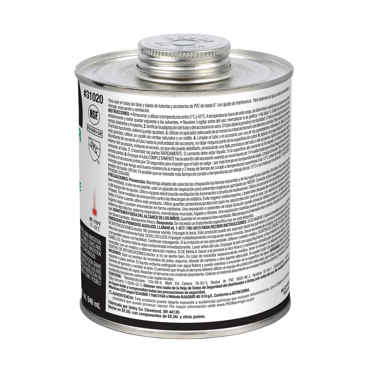Oatey® 32 oz. PVC Medium Body Clear Cement