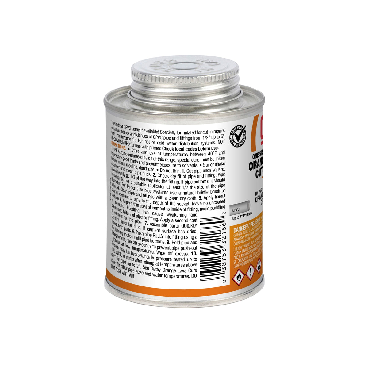 Oatey® 8 oz. CPVC Orange Lava Hot Cut-In Cement