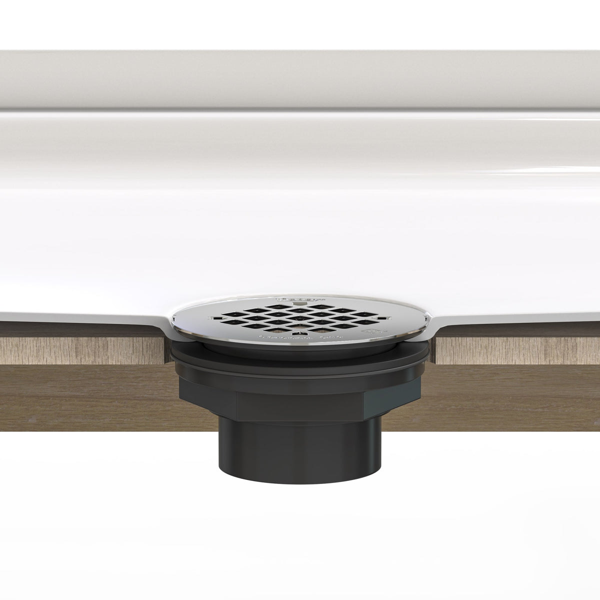Oatey® 2 in. ABS Solvent Weld Shower Drain with Snap-In Stainless Steel Strainer 42093