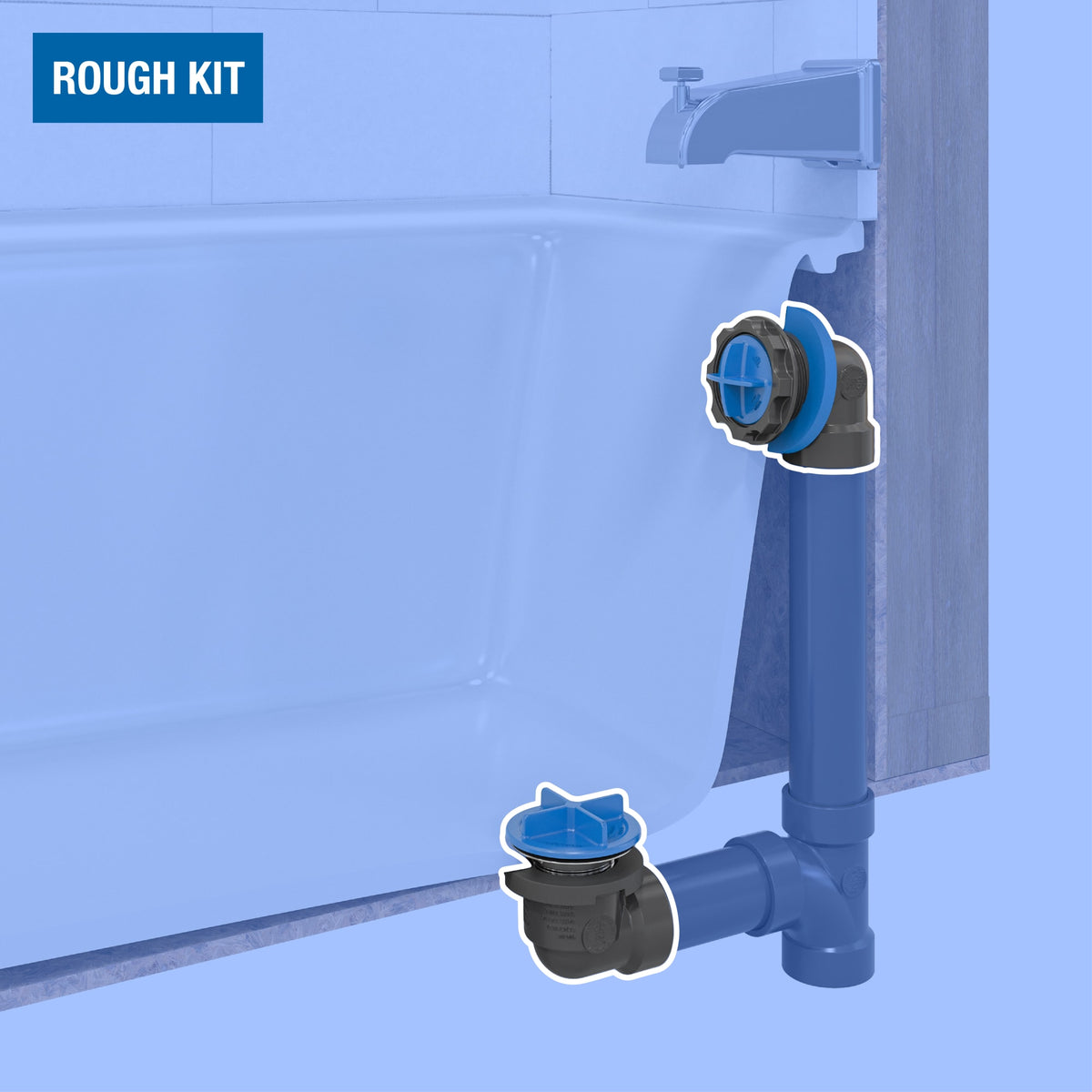 Dearborn® True Blue® ABS Bath Waste Rough-In Kit with Test Kit in Chrome