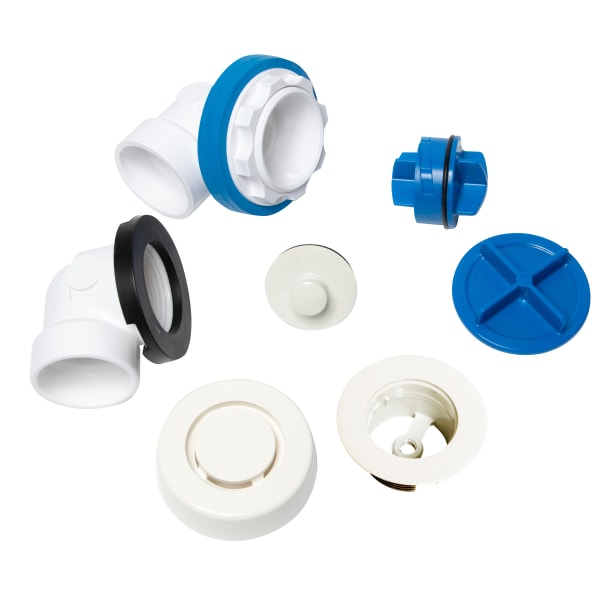 Dearborn® True Blue® PVC Bath Waste Half Kit with Push n' Pull Stopper and Test Kit in White (Finished Drain Spud)