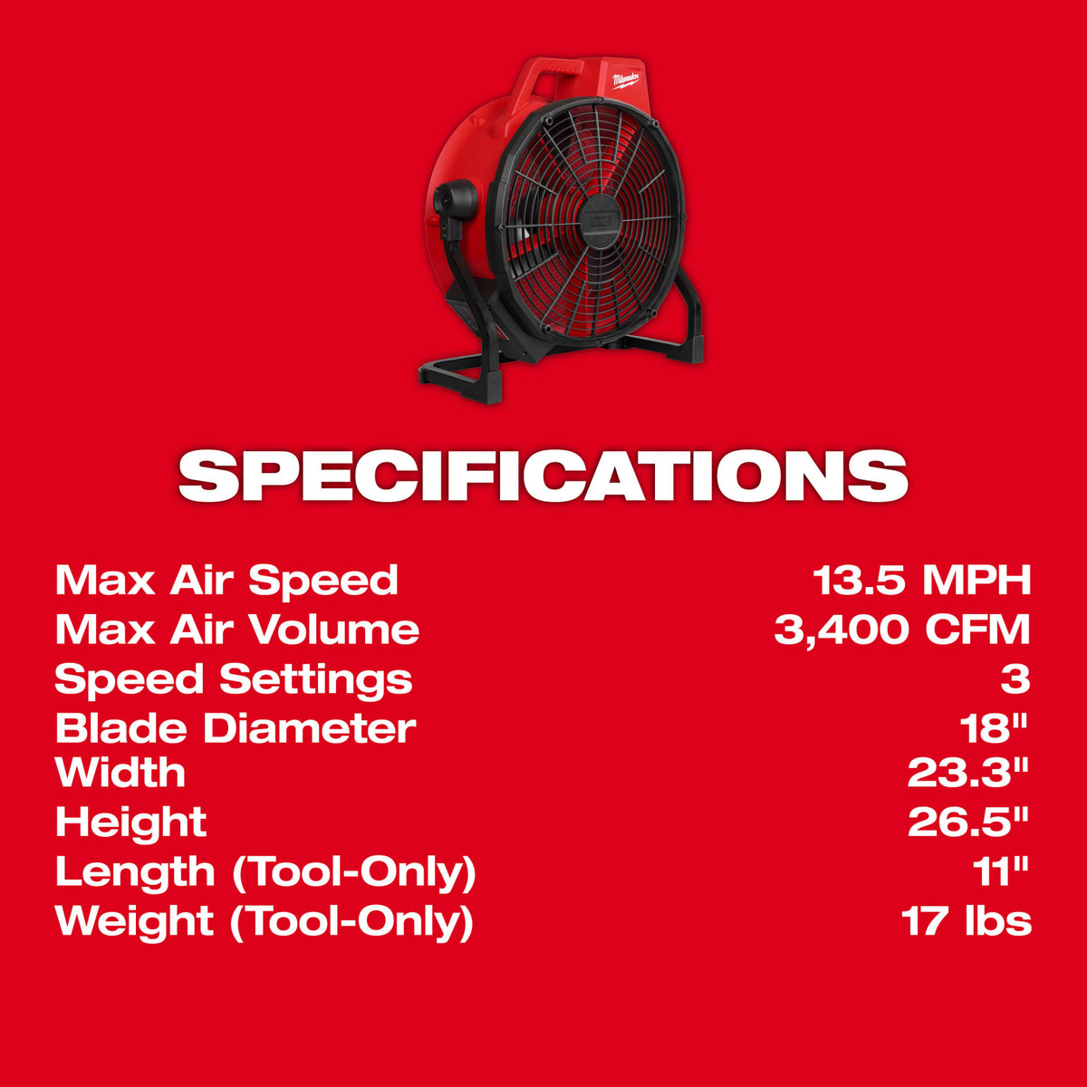 Milwaukee Tools M18™ Brushless 18" Fan