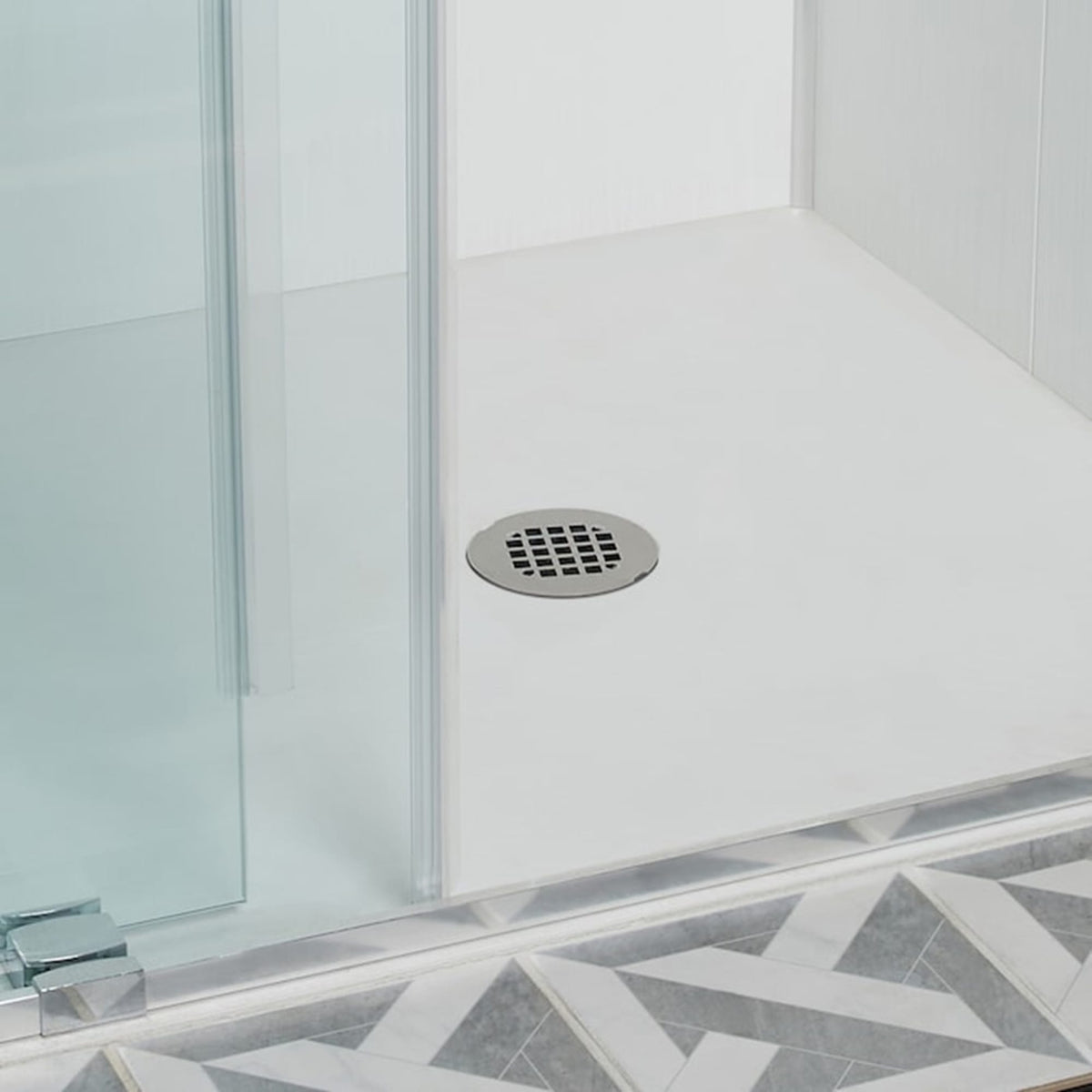 Oatey® 2 in. ABS Solvent Weld Shower Drain with Snap-In Stainless Steel Strainer 42044