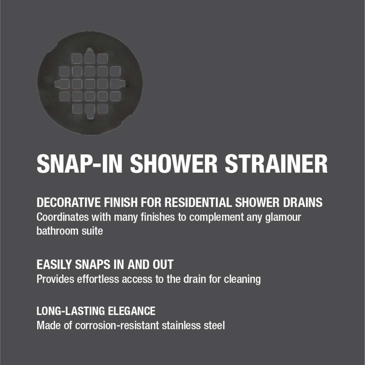 Oatey® Universal 4-1/4 in. Snap-Tite Round Shower Strainer in Oil Rubbed Bronze