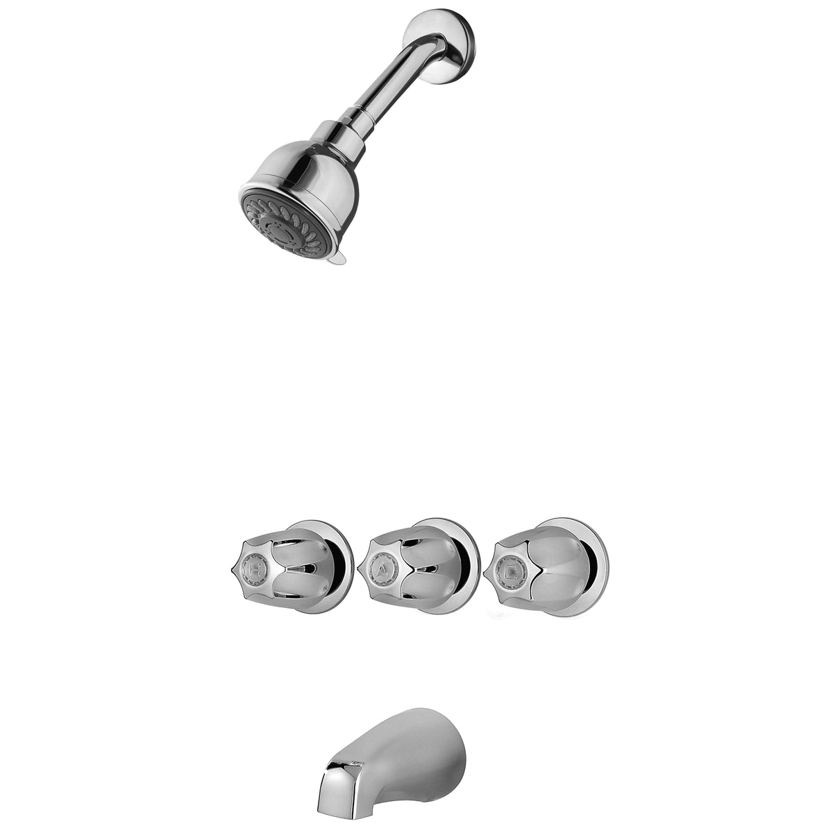 Pfister Faucets LG013120 3-Handle Tub & Shower Faucet with Metal Knob Handles in Polished Chrome
