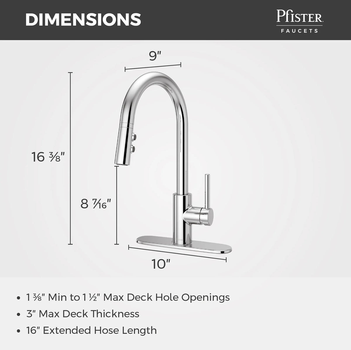 Pfister Faucets LG529SAC Stellen Single-Handle Pull-Down Kitchen Faucet in Polished Chrome
