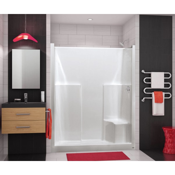 SS3660 R/L AcrylX Alcove Center Drain One-Piece Shower in White, Left seat