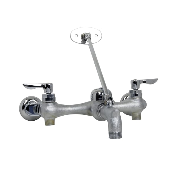 Top Brace Wall-Mount Service Sink Faucet With 6-Inch Vacuum Breaker Spout and Offset Shanks Rough Chrome