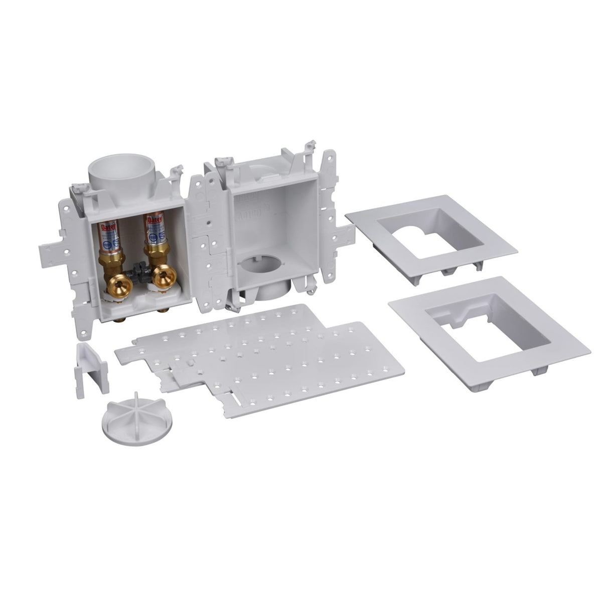 Oatey® MODA® 2-Valve + Standard Drain F1960 PEX (Brass) Fire-Rated Washing Machine Supply Box with Hammer Arrestor