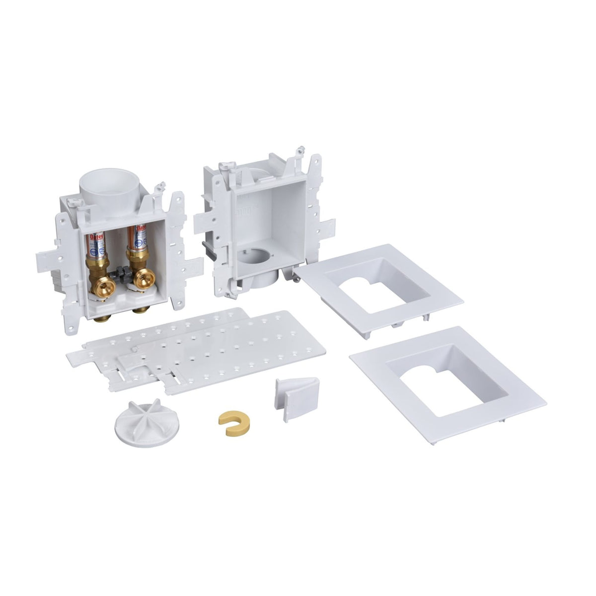 Oatey® MODA® 2-Valve + Standard Drain Push Connect Washing Machine Supply Box with Hammer Arrestors - Standard Pack