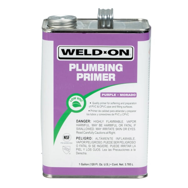 Weld-On Plumbing PVC/CPVC Primer, Purple, Low VOC, Fast Acting, 1 Gallon (128 Fl. Oz.)