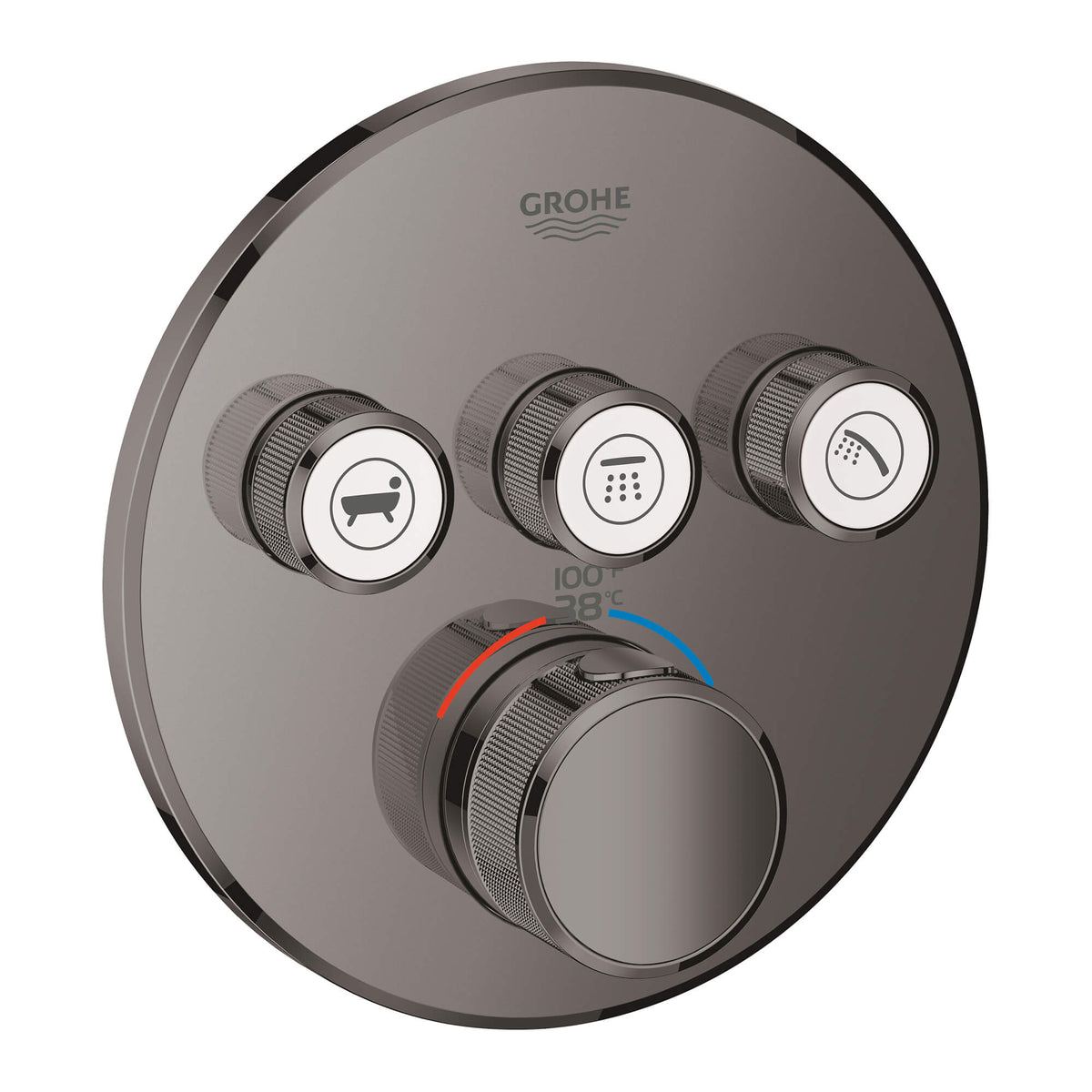 Triple Function Thermostatic Valve Trim in GROHE HARD GRAPHITE