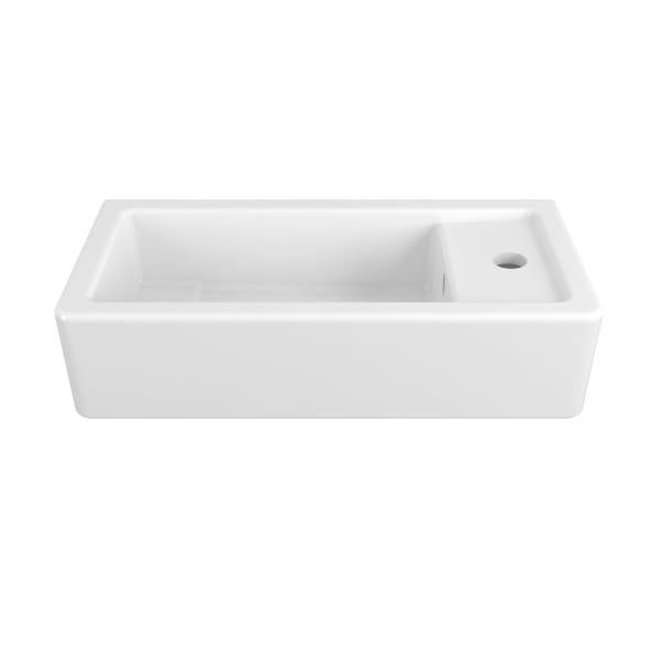 Cossu® 20" Sink, 1-Hole with Right-Hand Drain in CANVAS WHITE