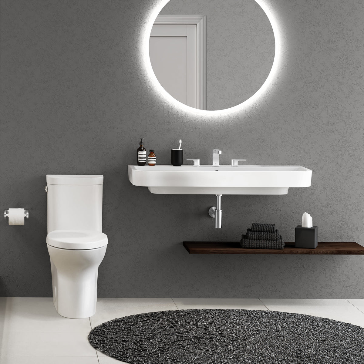 DXV Equility One-Piece Chair Height Elongated Toilet with Seat in CANVAS WHITE