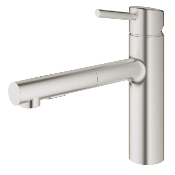 Concetto Single-Handle Pull-Out Kitchen Faucet Dual Spray 1.5 GPM in GROHE SUPERSTEEL