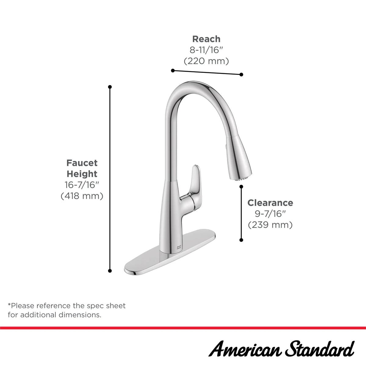 American Standard 7077300.002 Colony® PRO Single-Handle Pull-Down Dual Spray Kitchen Faucet 1.5 gpm/5.7 L/min Chrome