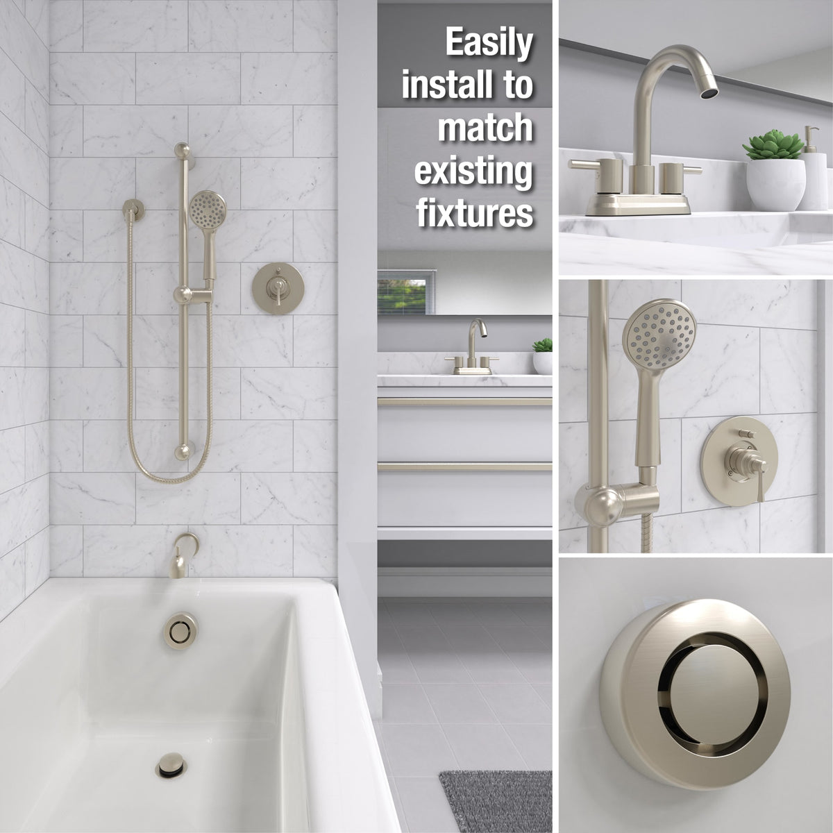 Dearborn® True Blue® Bath Waste Trim Kit with Push n' Pull Stopper in Brushed Nickel