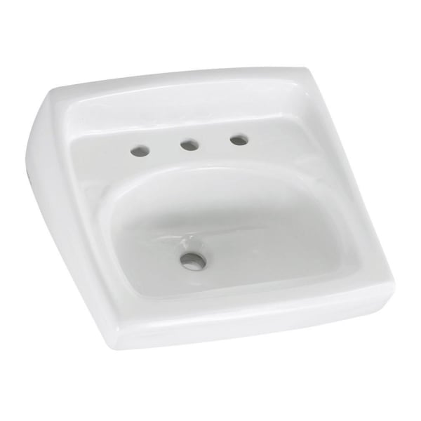 Lucerne Wall-Hung Sink Less Overflow With 8-Inch Widespread White