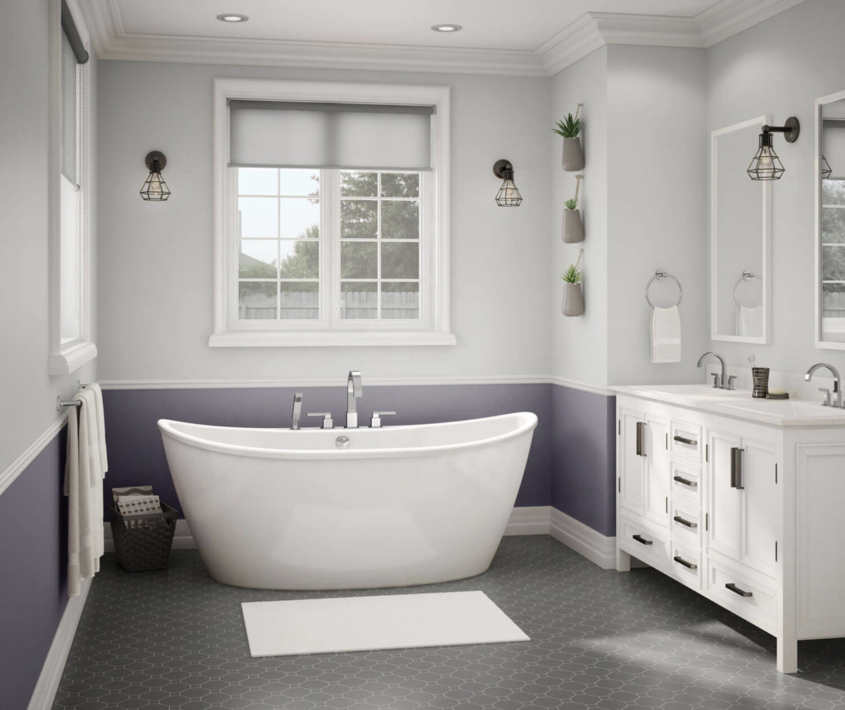 Maax Delsia 6636 AcrylX Freestanding Center Drain Bathtub in White with White Skirt
