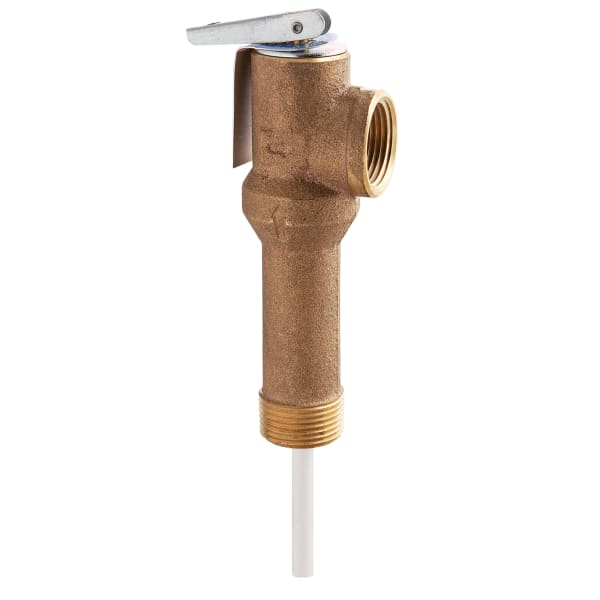 3/4" Brass Self Closing Temperature And Pressure Relief Valve, 150 psi, 210 F, Extended Shank Up To 3" Insulation