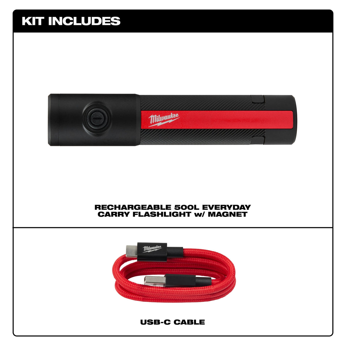 Milwaukee Tools 2011R Rechargeable 500L Everyday Carry Flashlight w/ Magnet