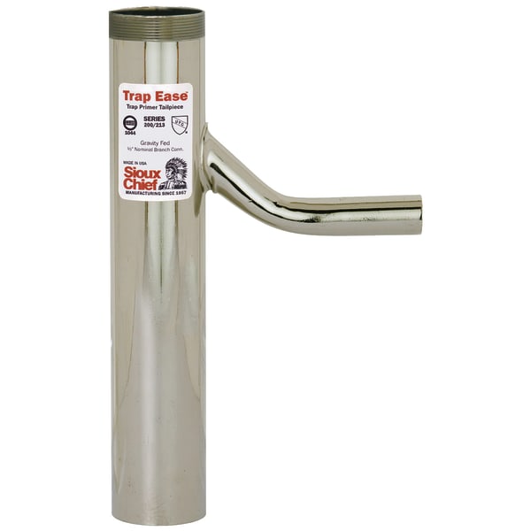1-1/2" x 8" Direct Connection Trap Primer Tailpiece Chrome Metal