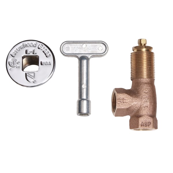 1/2" FIP Angle Log Lighter Valve w/ Chrome Flange & Key