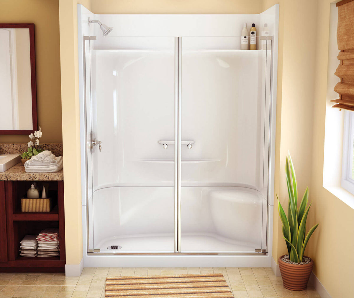 Maax 145043-000-002-593 KDS 3460 AFR AcrylX Alcove Center Drain Four-Piece Shower in White, No seat