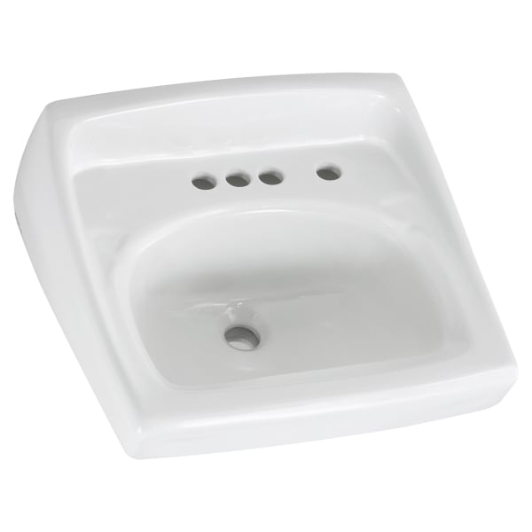 Lucerne Wall-Hung Sink With 4-Inch Centerset and Extra Right-Hand Hole White