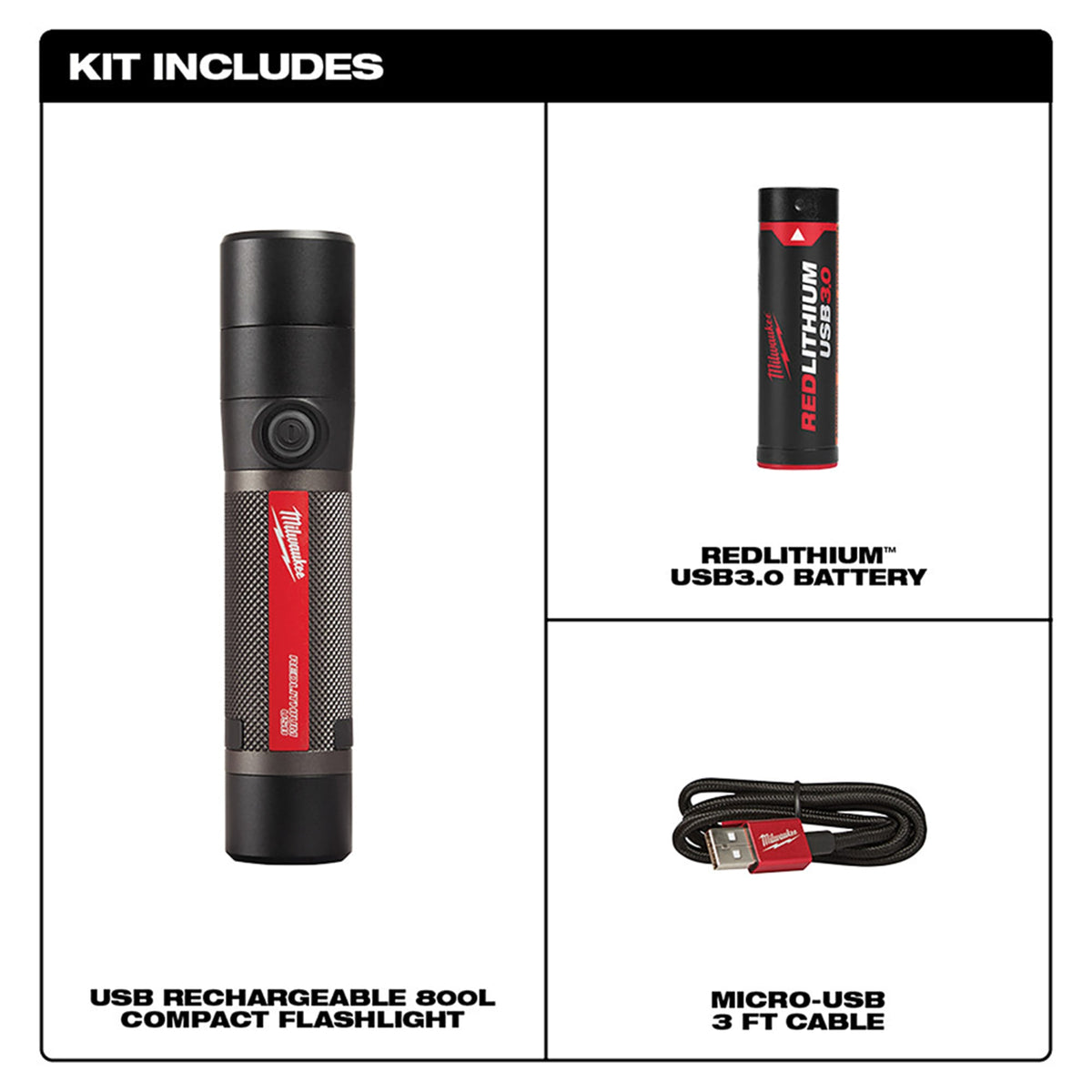 Milwaukee Tools USB Rechargeable 800L Compact Flashlight