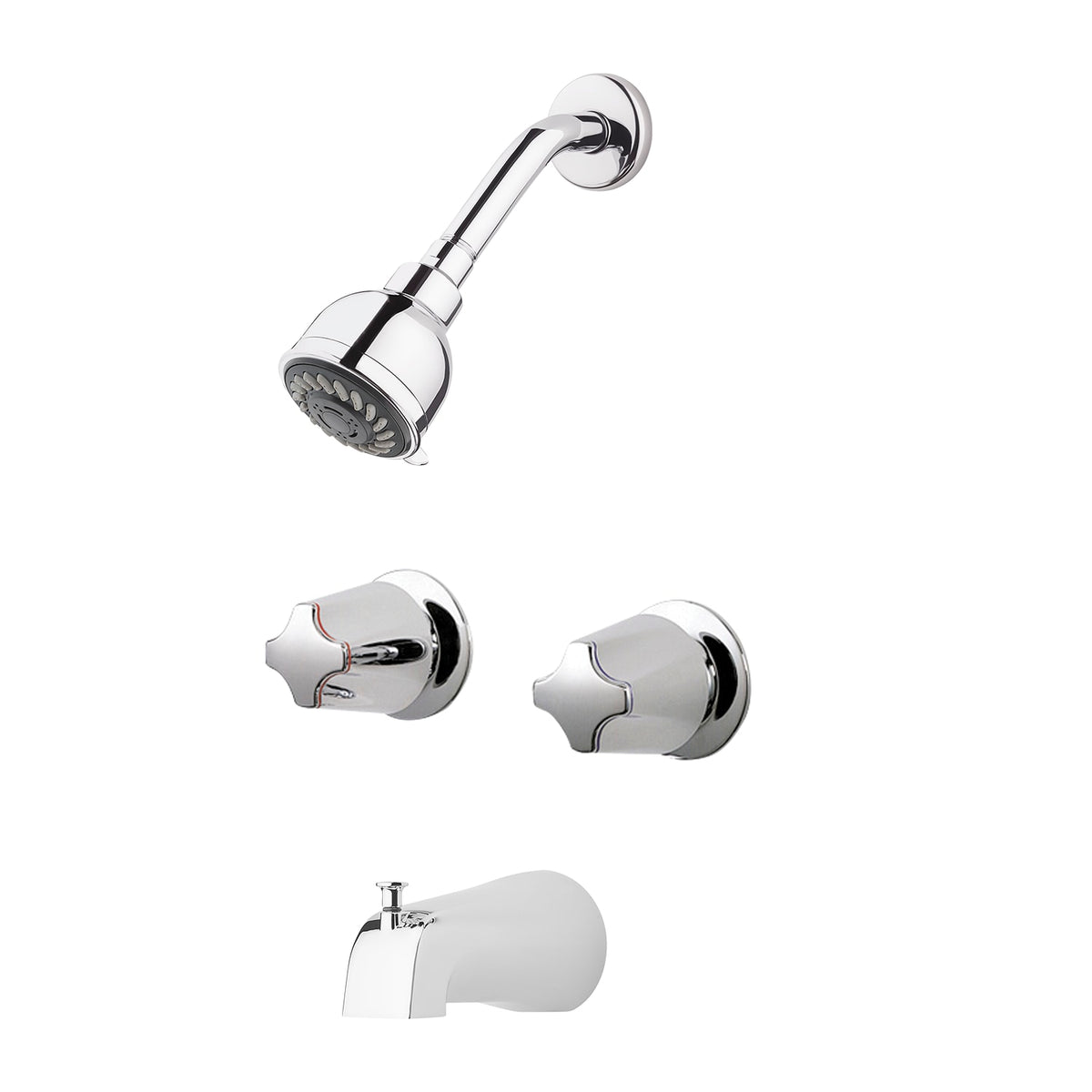 Pfister Faucets LG03-6110 2-Handle Tub & Shower Faucet with Metal Knob Handles in Polished Chrome