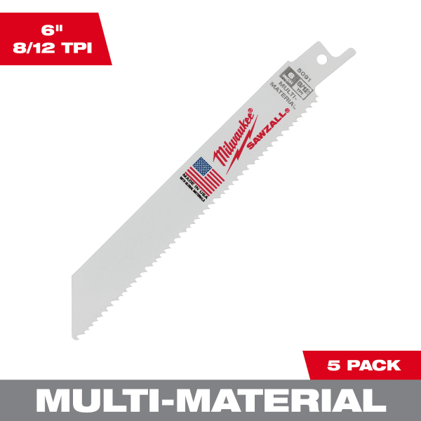 6" 8/12 TPI SAWZALL® Blade for Multi-Material (5 Pack)