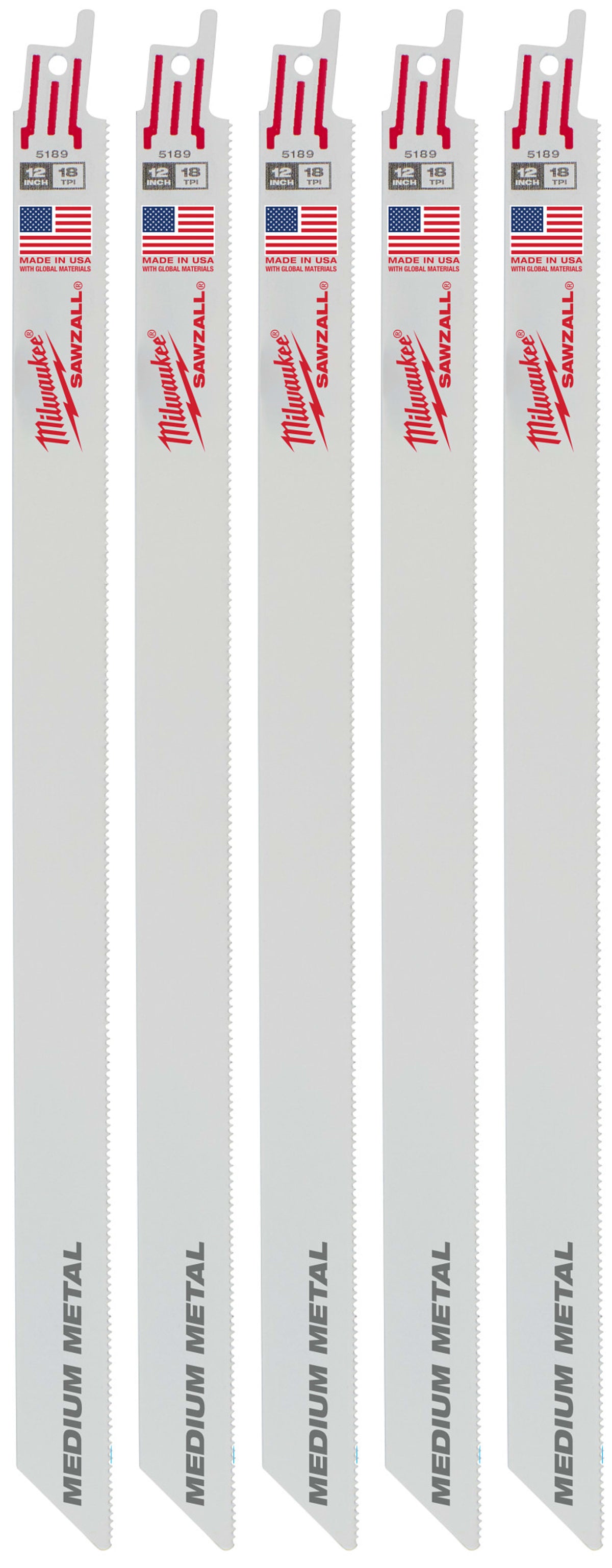 Milwaukee Tools 12" 18 TPI SAWZALL® Blade for Medium Metal (5 Pack)