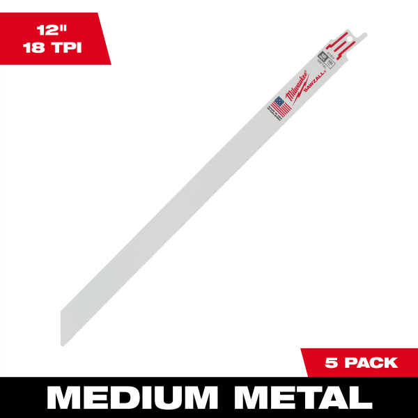 12" 18 TPI SAWZALL® Blade for Medium Metal (5 Pack)