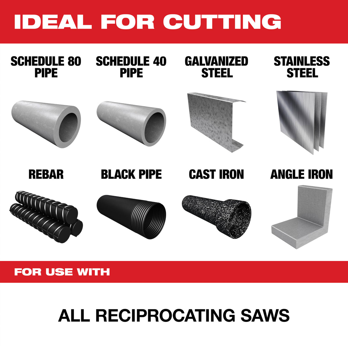 Milwaukee Tools 12" 8 TPI TORCH™ with NITRUS™ Carbide SAWZALL® Blade for Cast Iron (1 Pack)