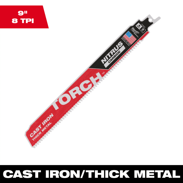 9" 8 TPI TORCH™ with NITRUS™ Carbide SAWZALL® Blade for Cast Iron (1 Pack)