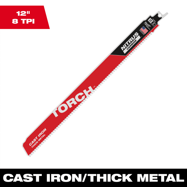12" 8 TPI TORCH™ with NITRUS™ Carbide SAWZALL® Blade for Cast Iron (1 Pack)