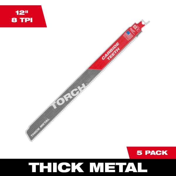 9" 8 TPI TORCH™ with Carbide Teeth SAWZALL® Blades (5 Pack)