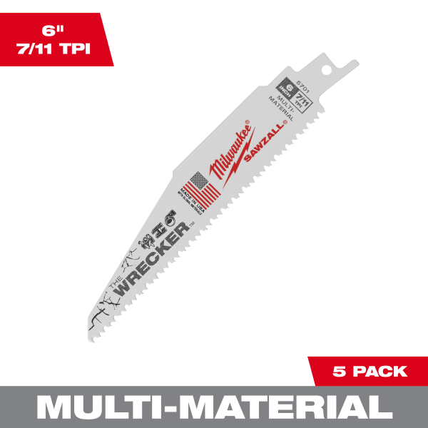 6" 7/11 TPI WRECKER™ SAWZALL® Blade for Multi-Material (5 Pack)