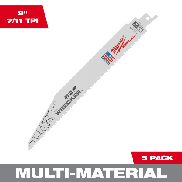 9" 7/11 TPI WRECKER™ SAWZALL® Blade for Multi-Material (5 Pack)