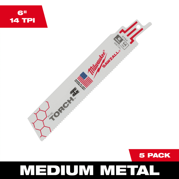 6" 14 TPI TORCH™ SAWZALL® Blade for Medium Metal (5 Pack)