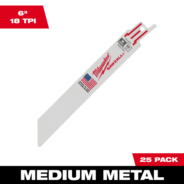 6" 18 TPI SAWZALL® Blade for Medium Metal (25 Pack)