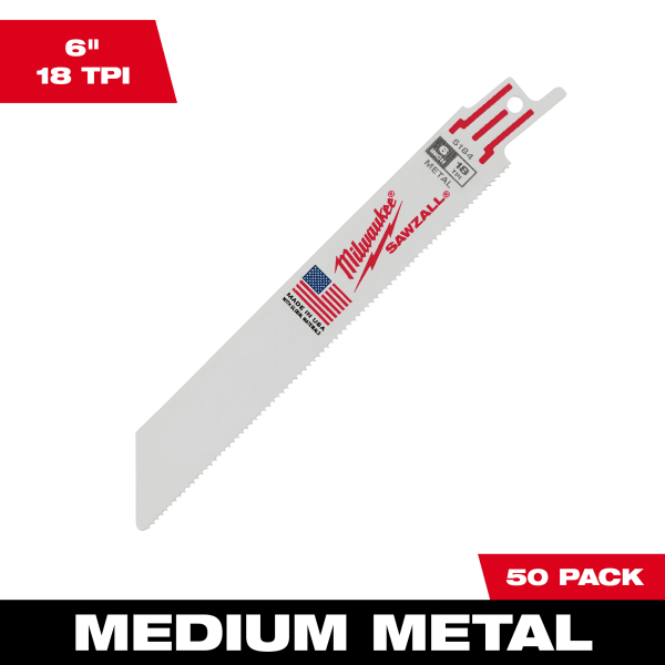 6" 18 TPI SAWZALL® Blade for Medium Metal (50 Pack)