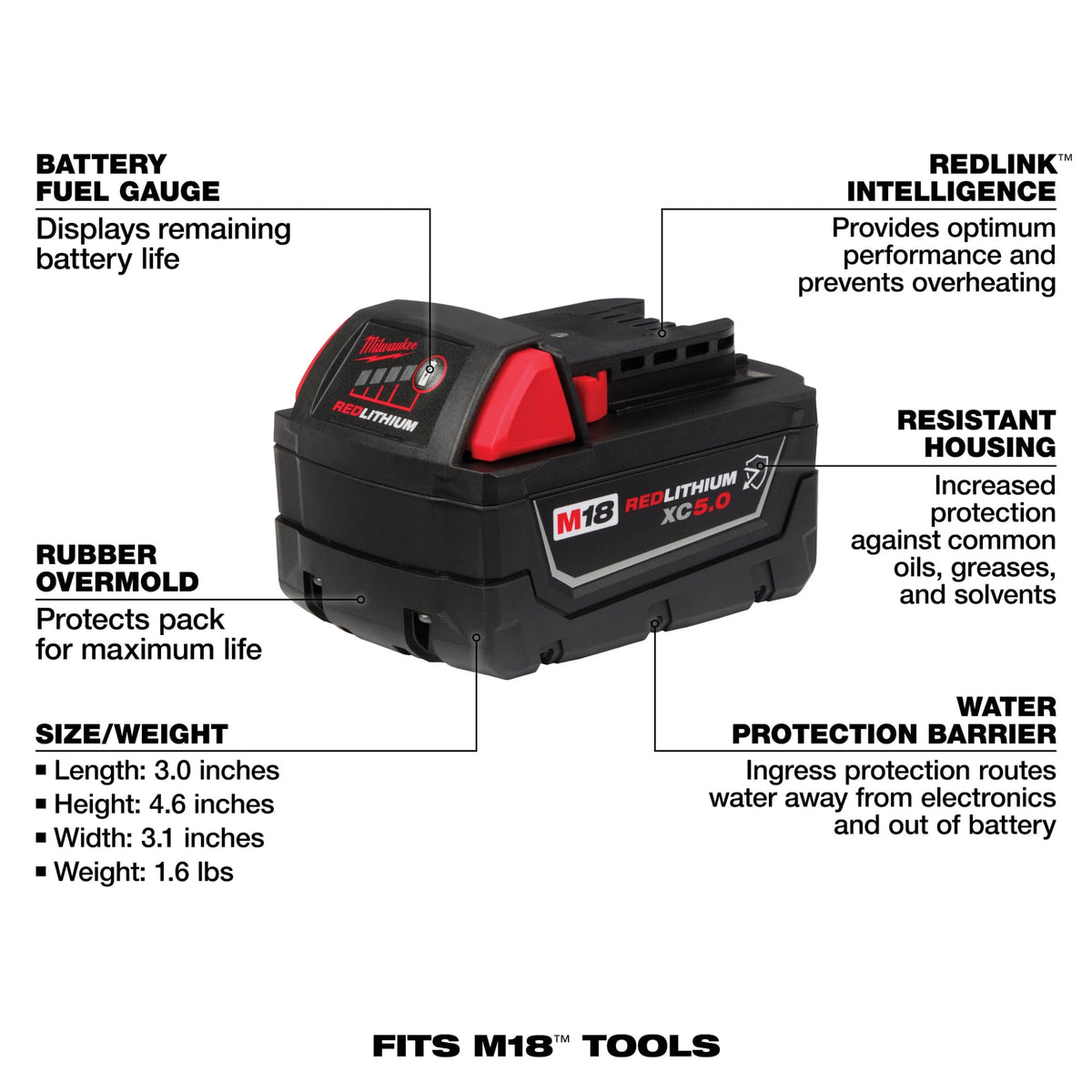 Milwaukee Tools M18™ REDLITHIUM™ XC5.0 Resistant Battery