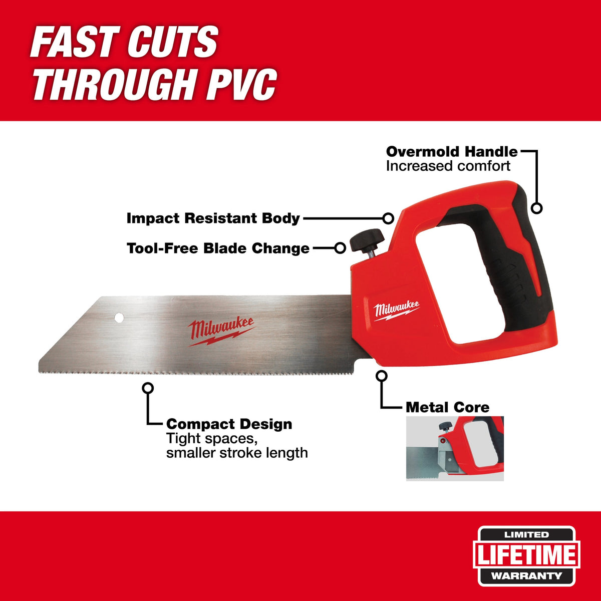 Milwaukee Tools 48-22-0212 12" PVC/ABS Saw