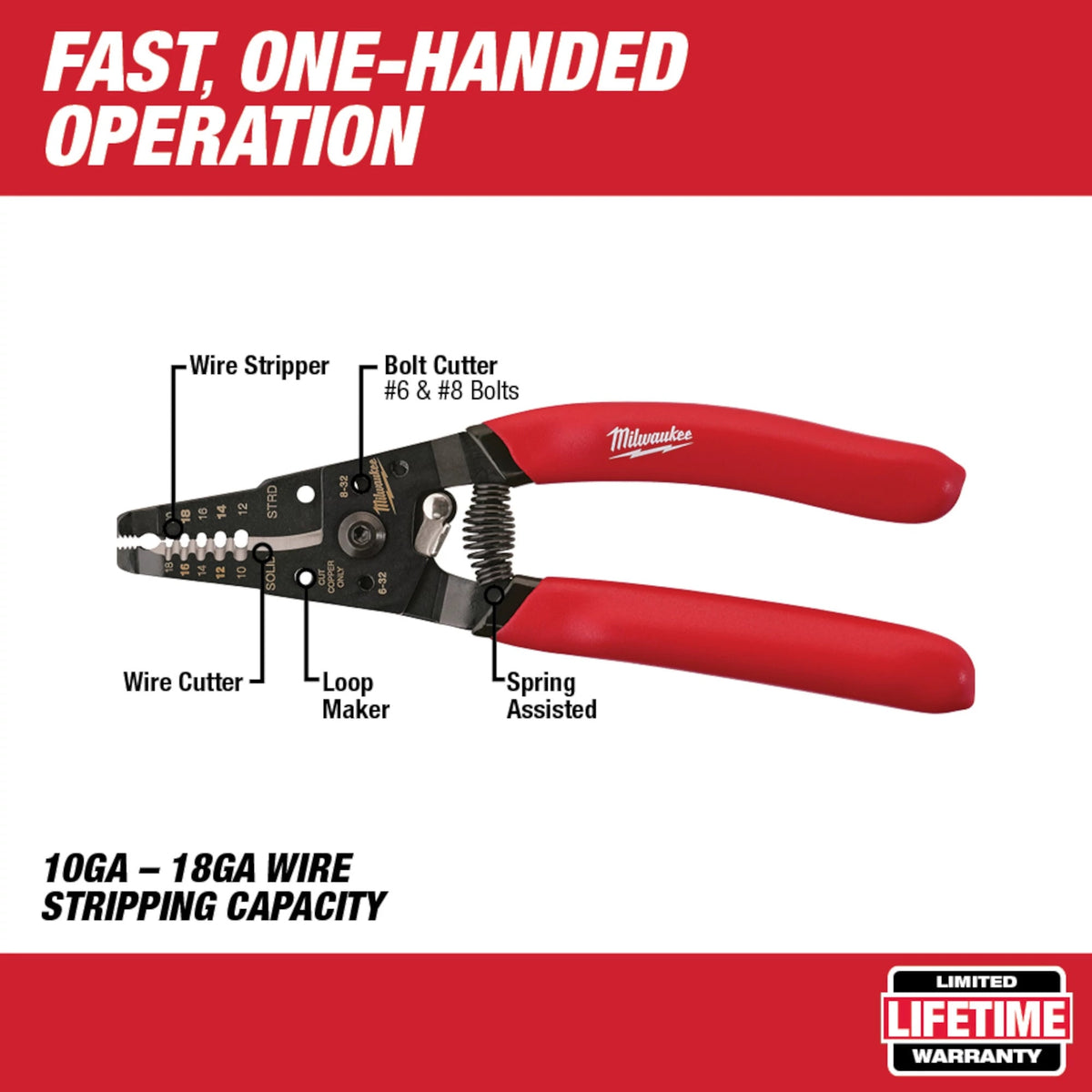 Milwaukee Tools Wire Stripper/Cutter for Solid & Stranded Wire