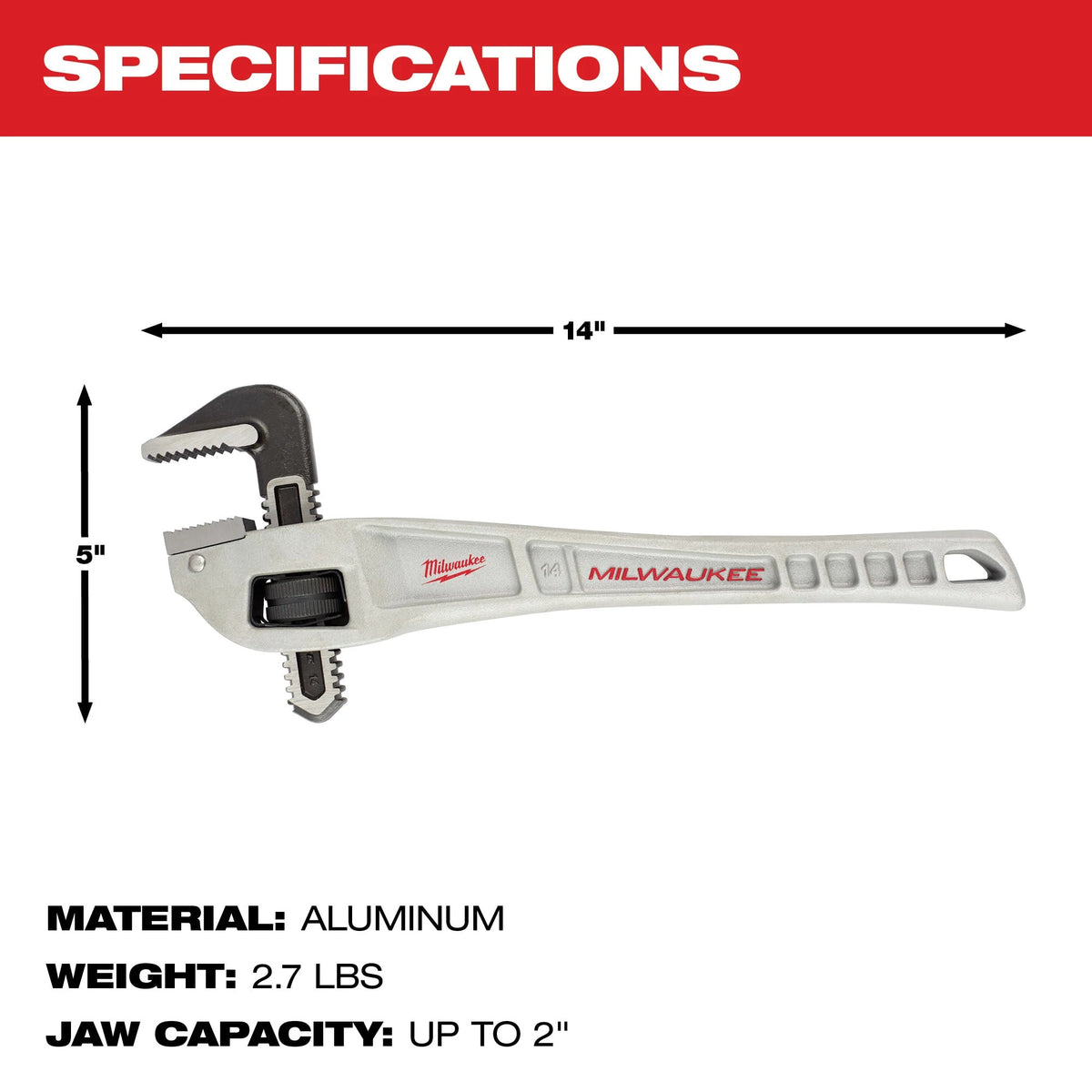 Milwaukee Tools 14" Aluminum Offset Pipe Wrench