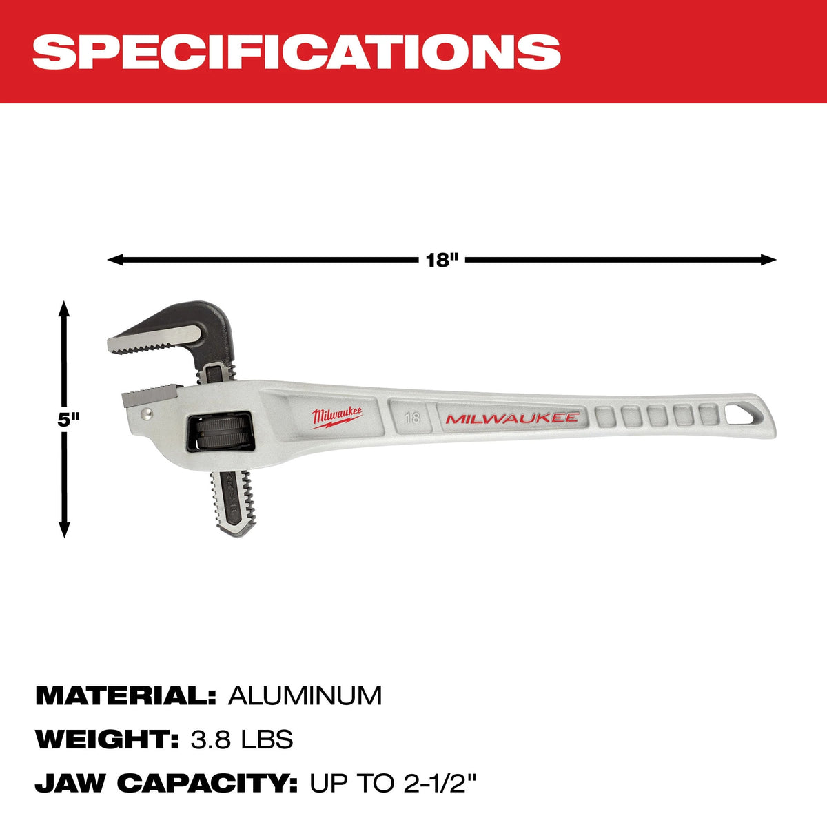 Milwaukee Tools 18" Aluminum Offset Pipe Wrench